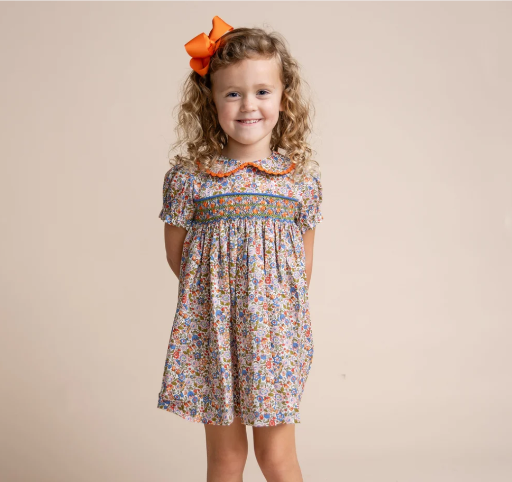 Smocked Day Dress-Pheasant Floral