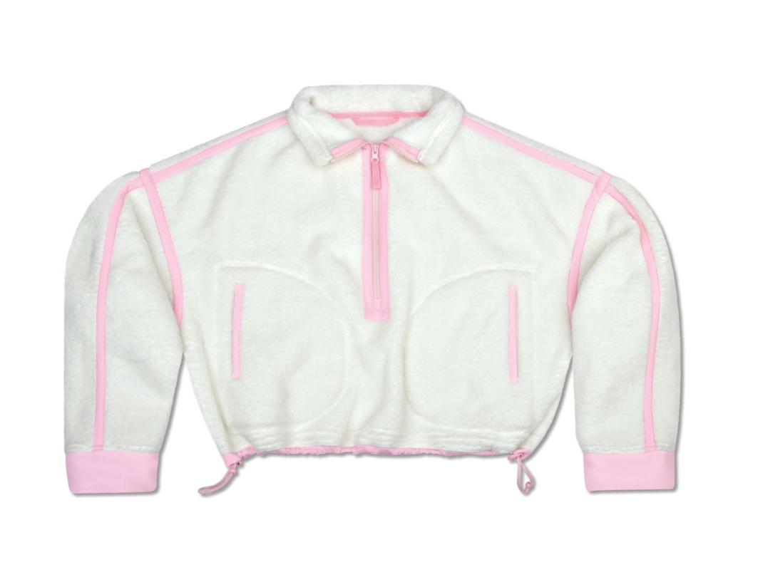 1/2 Zip Cream & Pink Sherpa Pullover