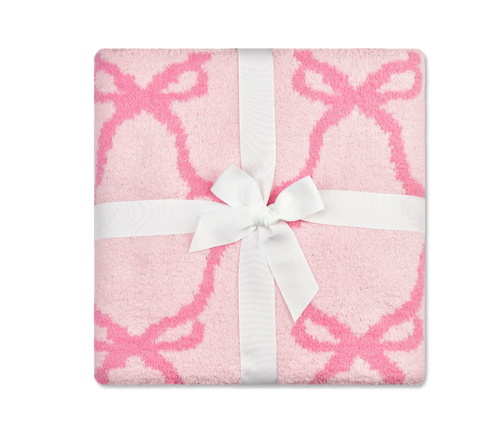 Sweet Trellis Bow Cozy Knit Blanket