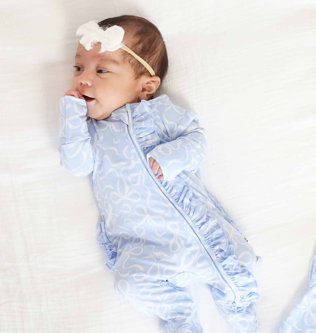Ruffle Zipper Bamboo Footie