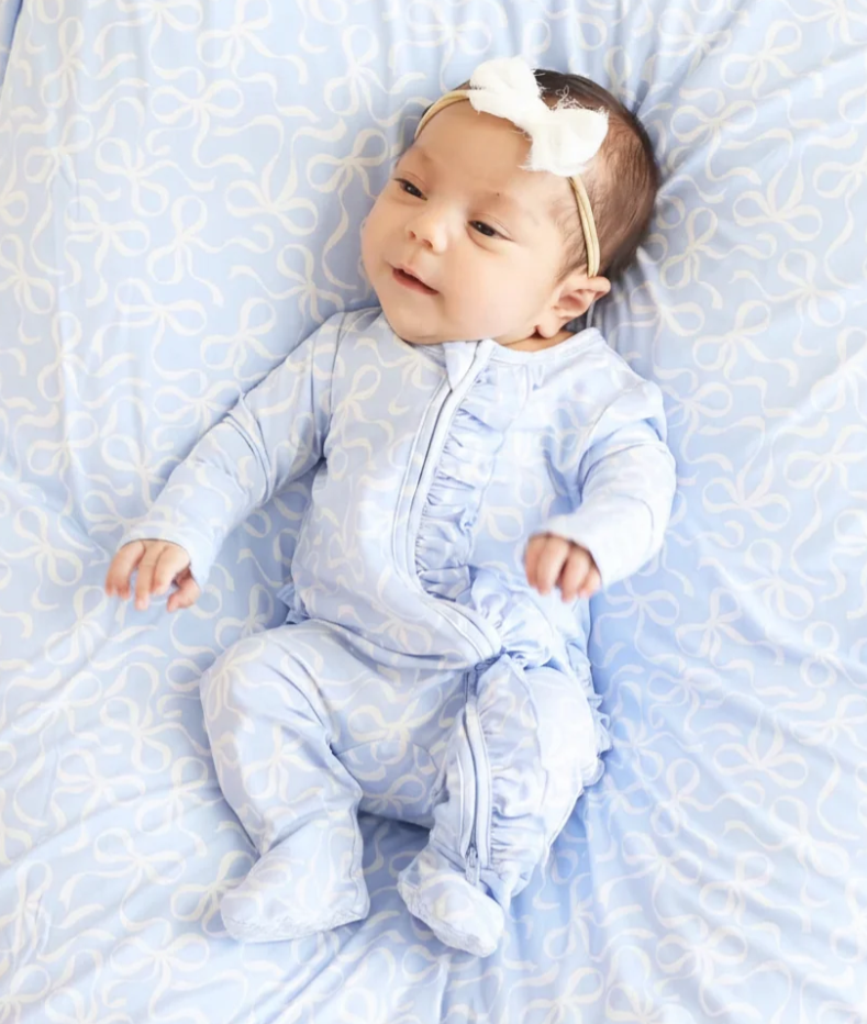 Ruffle Zipper Bamboo Footie