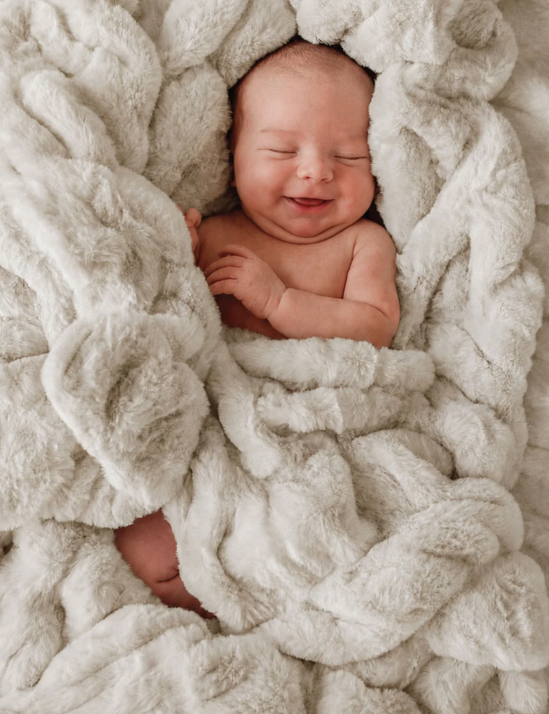 Double-Ruched Faux Fur Blankets