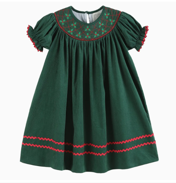 Green Mistletoe Smocked Bishop