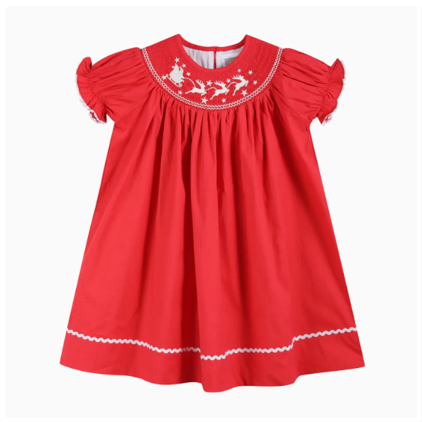 Red Santa Sleigh Bishop dress