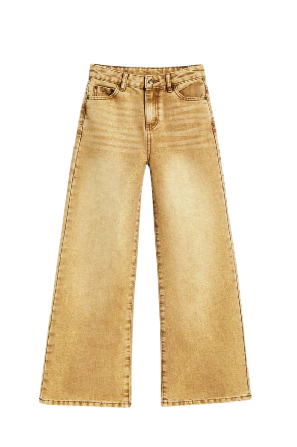Lurex Khaki Wide Leg Jeans