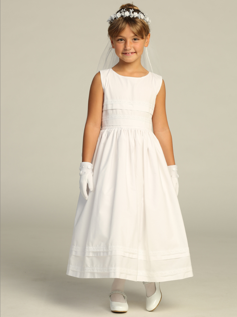 Sleeveless Cotton Dress w Lace Trim - SP219