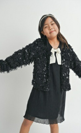 Joelle Black Faux Fur Sequin Jacket