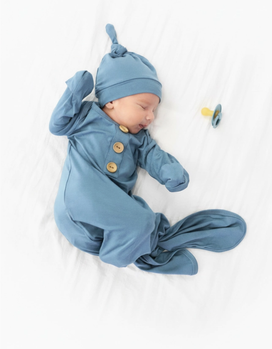 Solid Baby Knot Gown & Hat