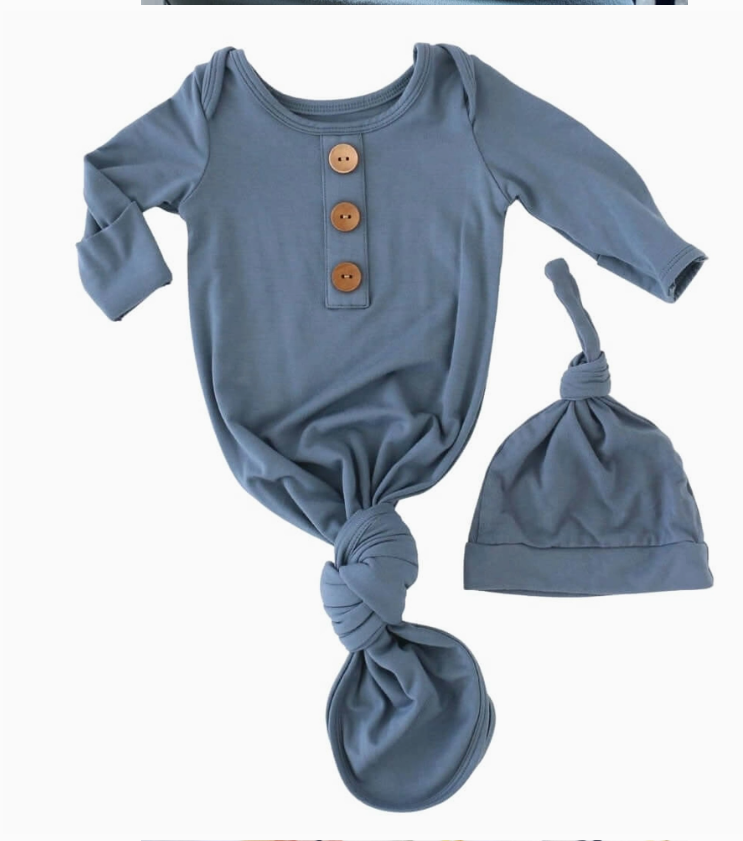 Solid Baby Knot Gown & Hat