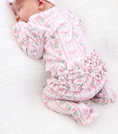 Ruffle Zipper Bamboo Footie