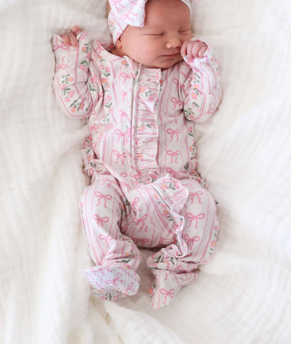 Ruffle Zipper Bamboo Footie