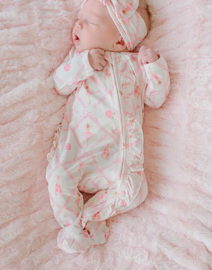 Ruffle Zipper Bamboo Footie