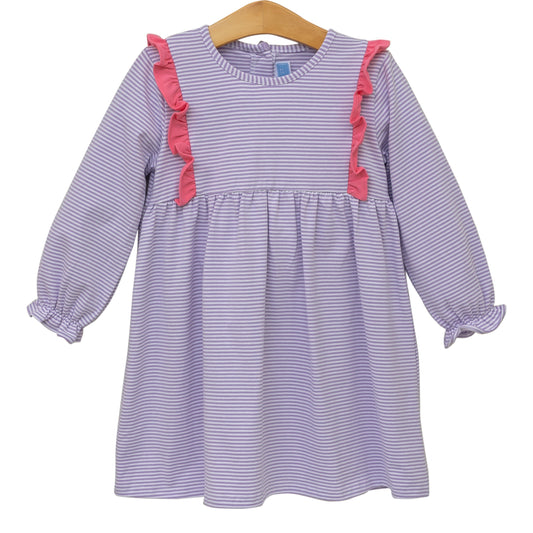 Olivia Dress - Lav. Stripe/Pink