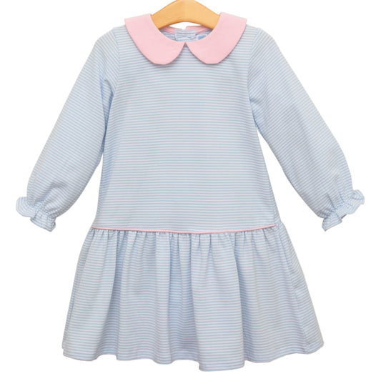 Katherine Dress - Blue Stripe/Pink