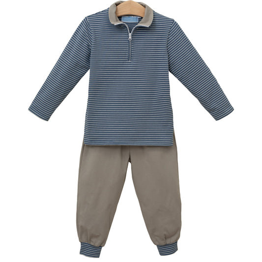 Tucker Pullover Set - Blue/Beige