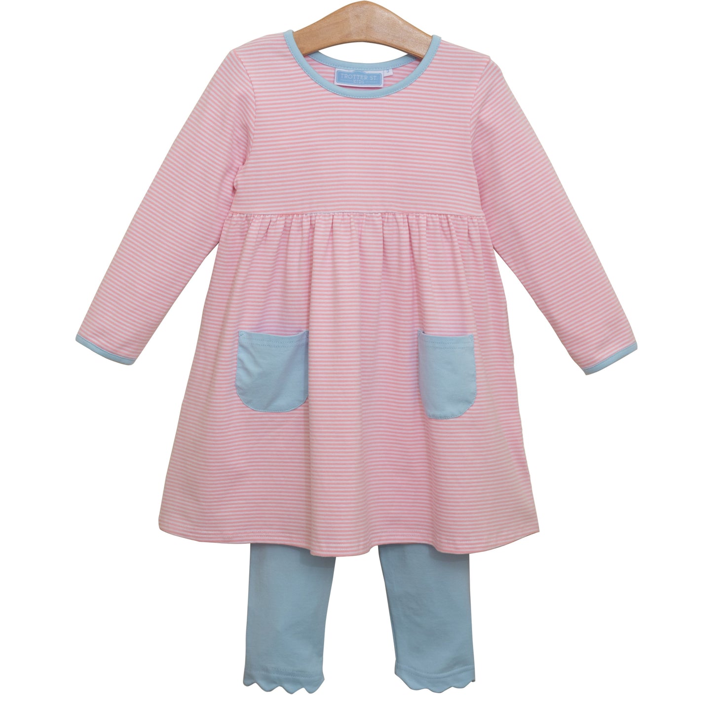 Annie Pants Set - Pink Stripe/Blue