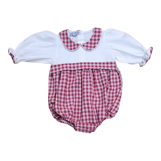 White & Red Plaid Girl Bubble