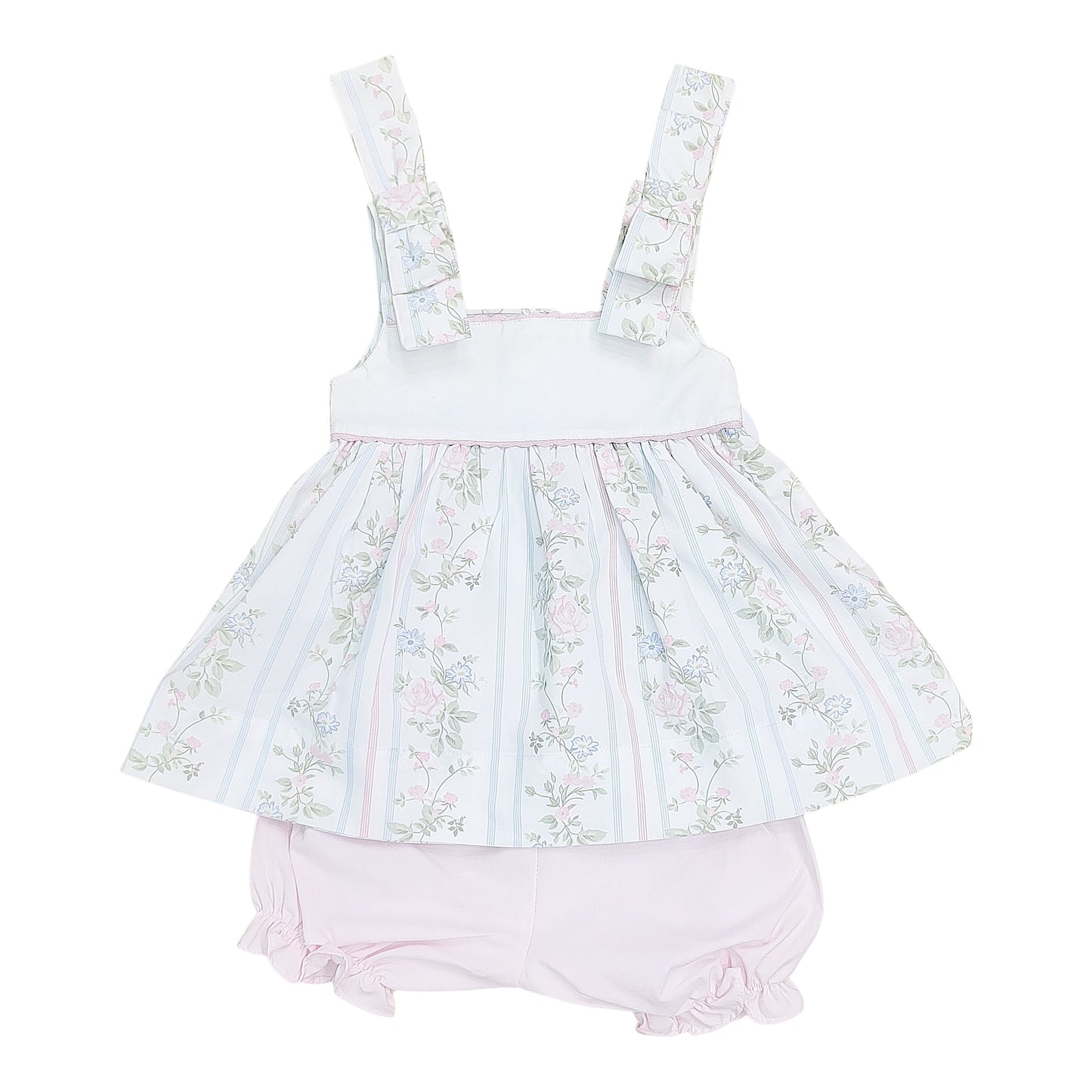 Valerie Blue & Pink Vine Floral Bloomer Set