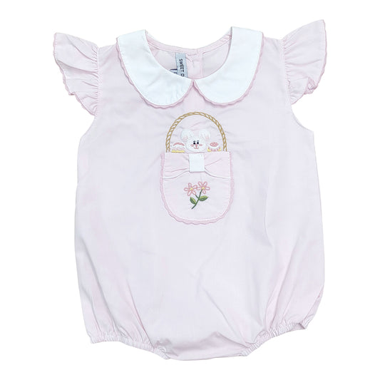 Bunny & Basket Emb. Pink Bubble