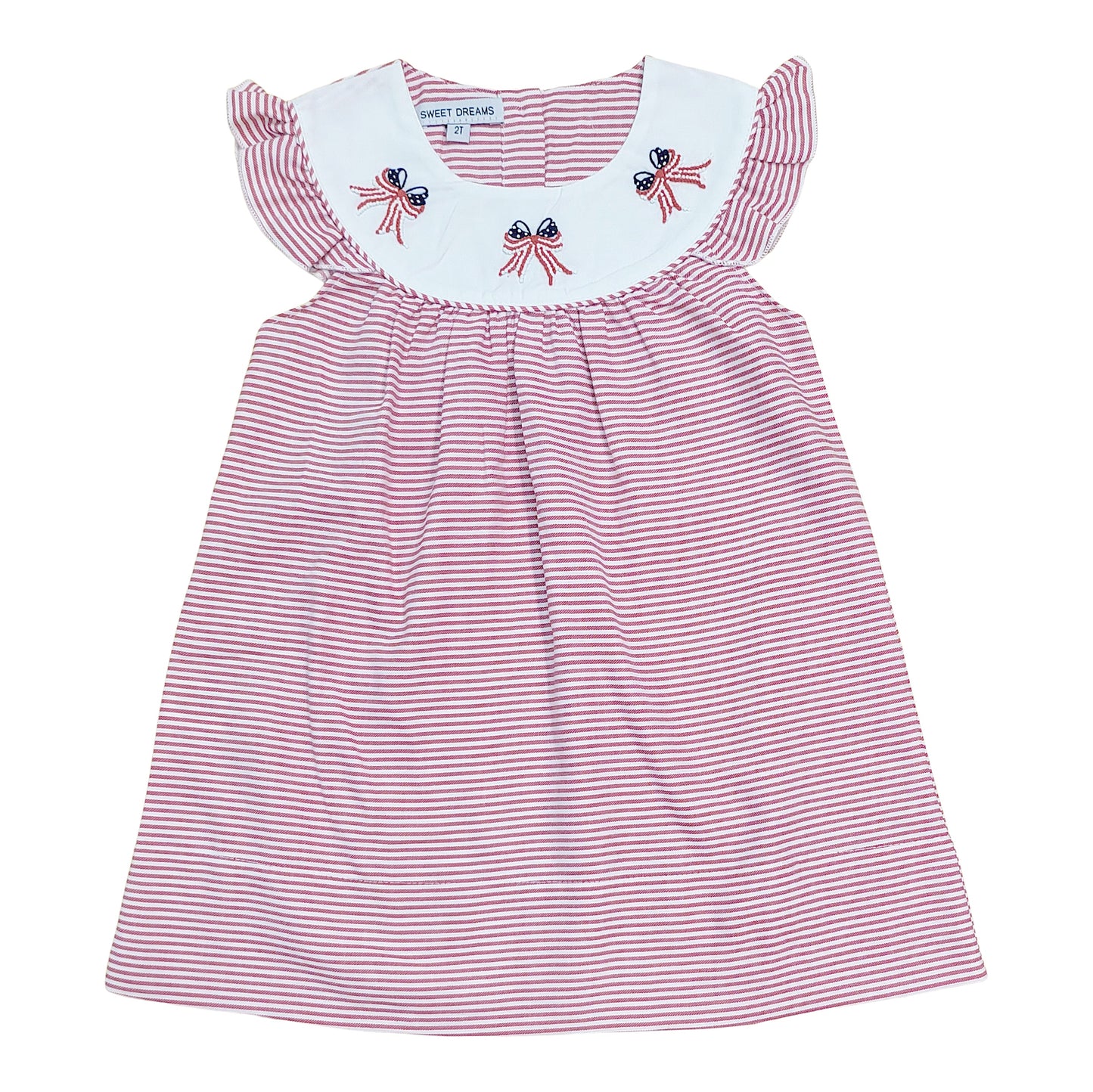 Bow Flags Emb. Red Stripe Dress