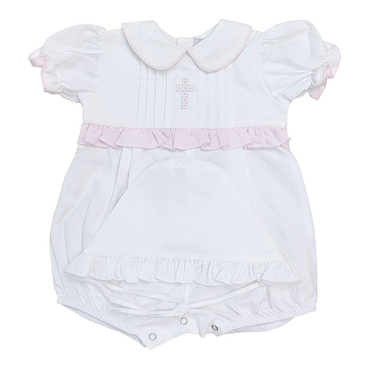 Pink Cross Emb. Infant Set