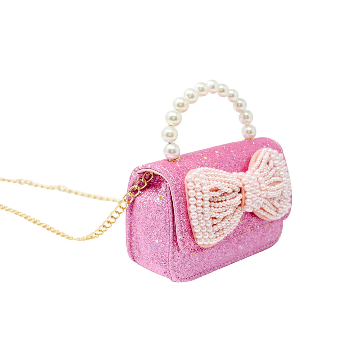 Glitter Pearl Handle Bow Bag