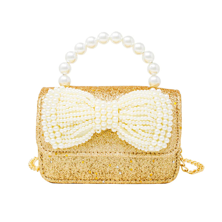 Glitter Pearl Handle Bow Bag