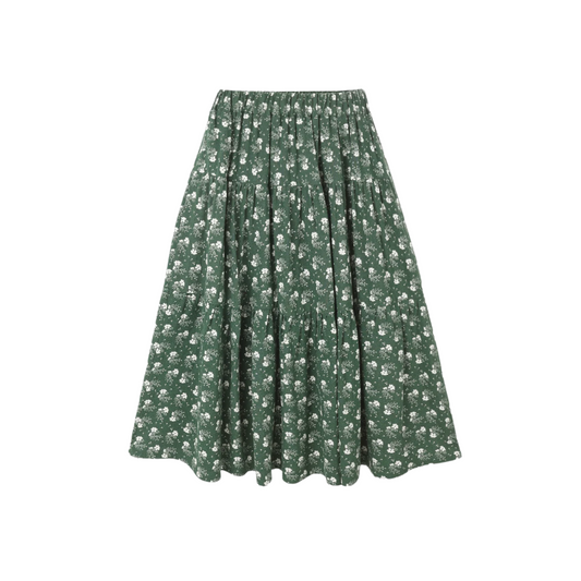 Tiered Midi Skirt - Green Ditsy