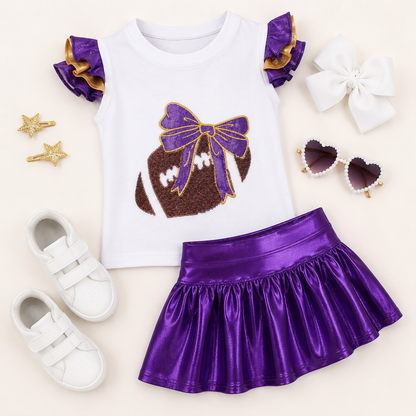 Sequin Football/Shimmer Ruffle Sleeve