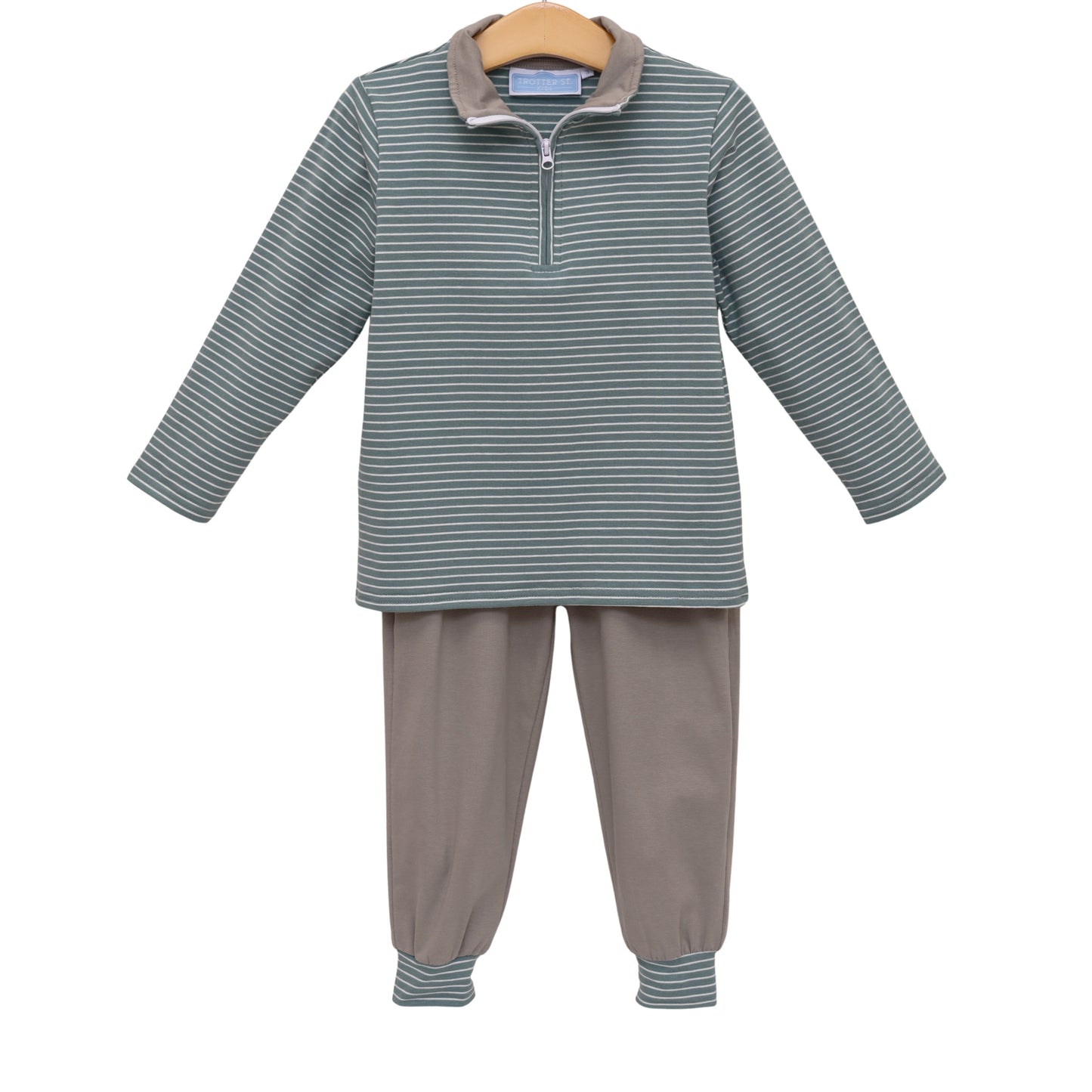 Tucker Pullover Set/Sage-Beige/3089