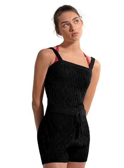 Knit Short Unitard - Black