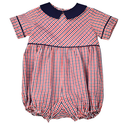 Red & Navy Plaid Boy Bubble