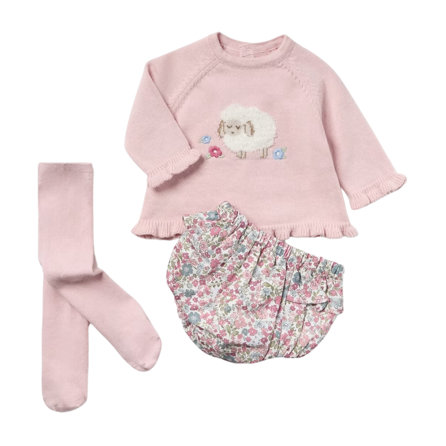 Sheep Emb. Knit Set - 2243