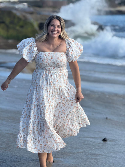 Beth Dress - Orange Floral