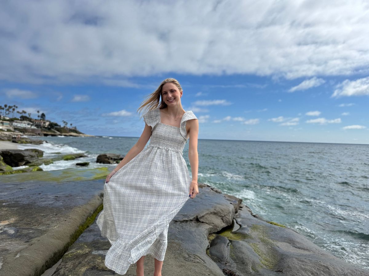 Polly Dress - Blue Plaid Seersucker
