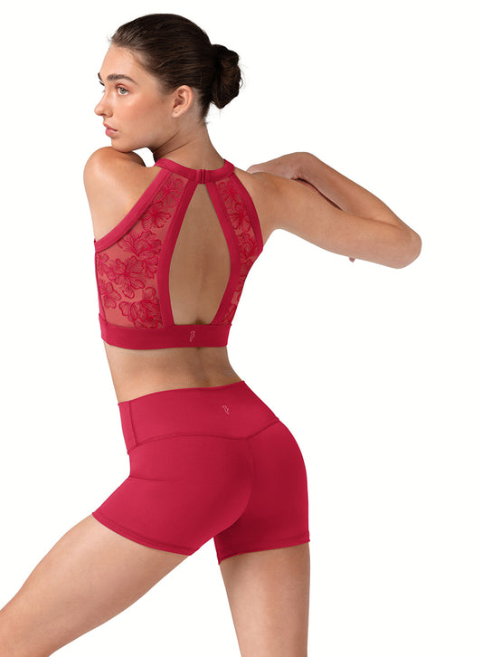 Emb. Crop Top - Cherry