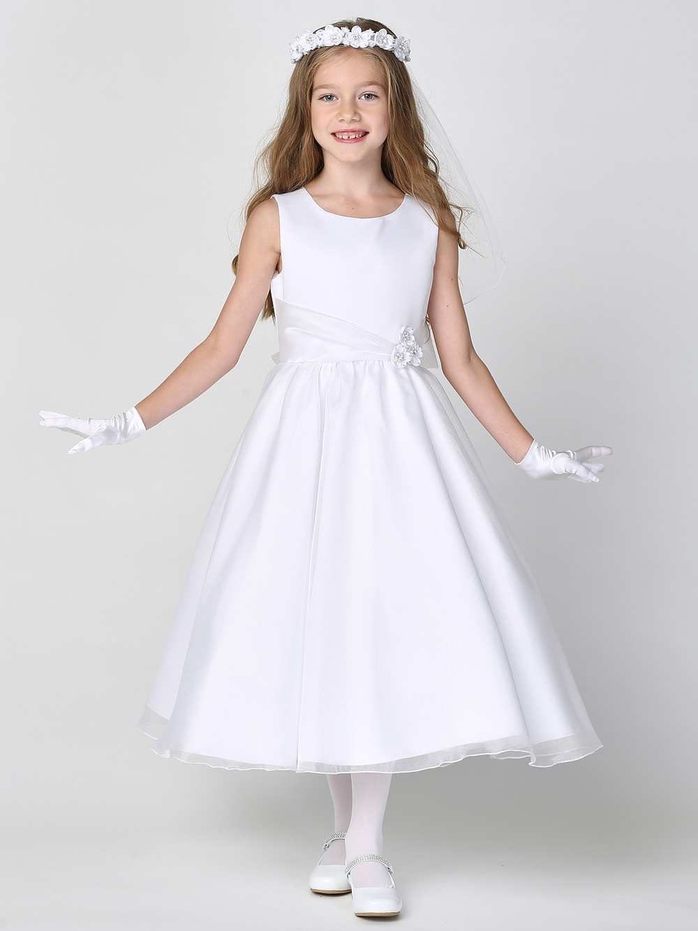 Satin Crystal Organza Dress