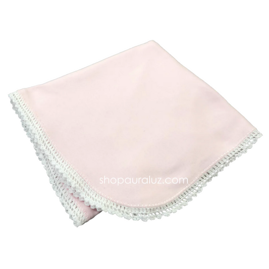 Pink & White Trim Knit Blanket