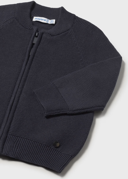 Knit Zip Cardigan - Navy