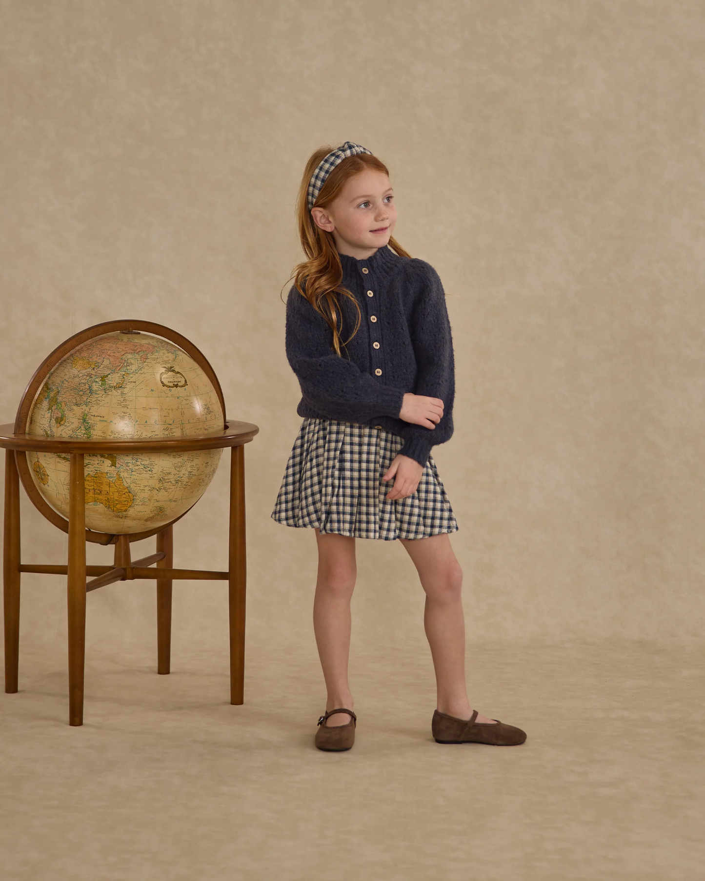 Pleated Mini Skirt - Navy Check
