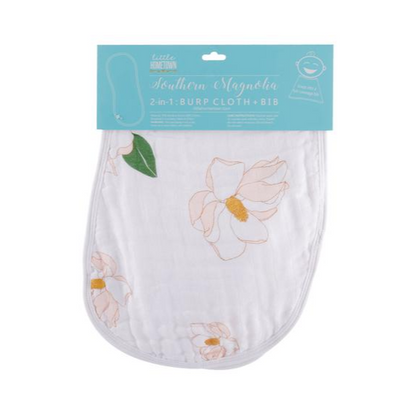 2-in-1 Burp Cloth & Bib: Magnolia