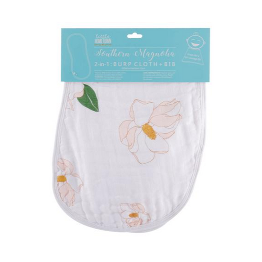 2-in-1 Burp Cloth & Bib: Magnolia