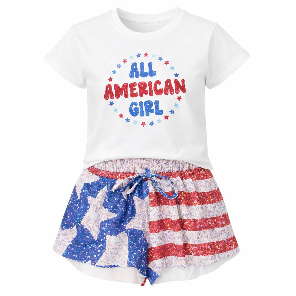 American Flag Shimmer Butterfly Shorts