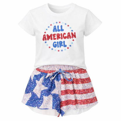 American Flag Shimmer Butterfly Shorts
