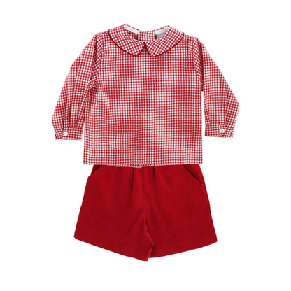 Red Check Short Set