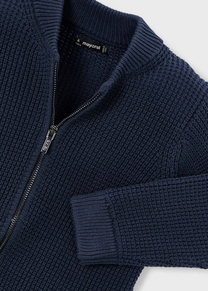 Knit Zip Cardigan - Navy