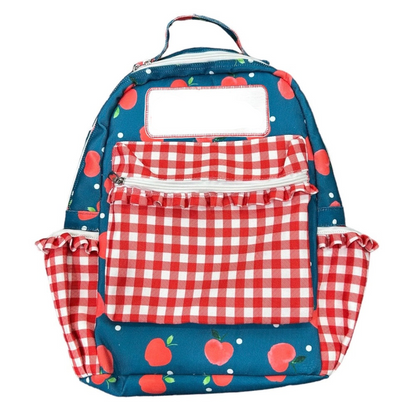 Apples on Navy Backpack