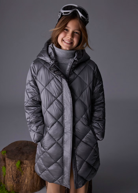 Long Puffer Coat - Grey