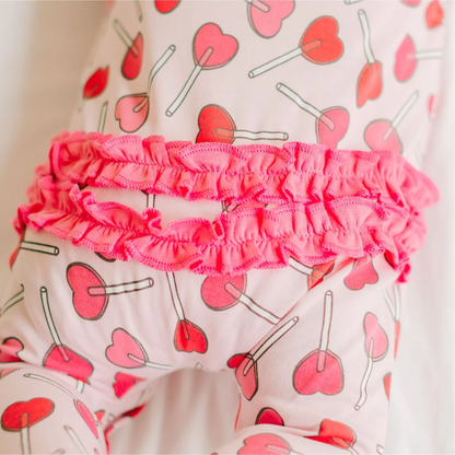 Sweetheart Pops Ruffle Zip Footie