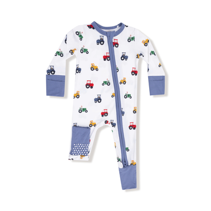 Mini Tractors 2 Way Zip Romper